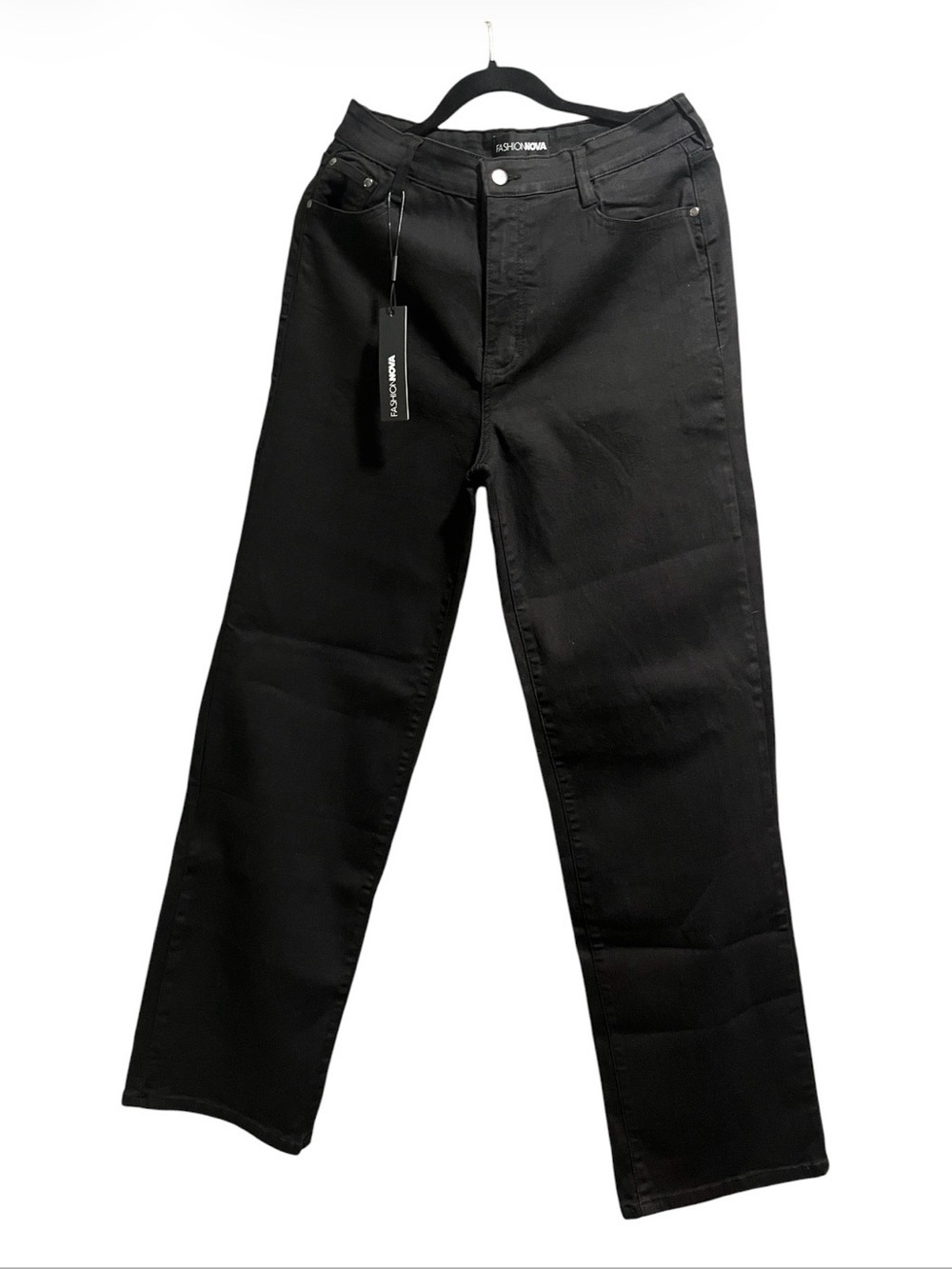 NWT Fashion Nova Black Women's Straight-Leg Jeans SIZE 13